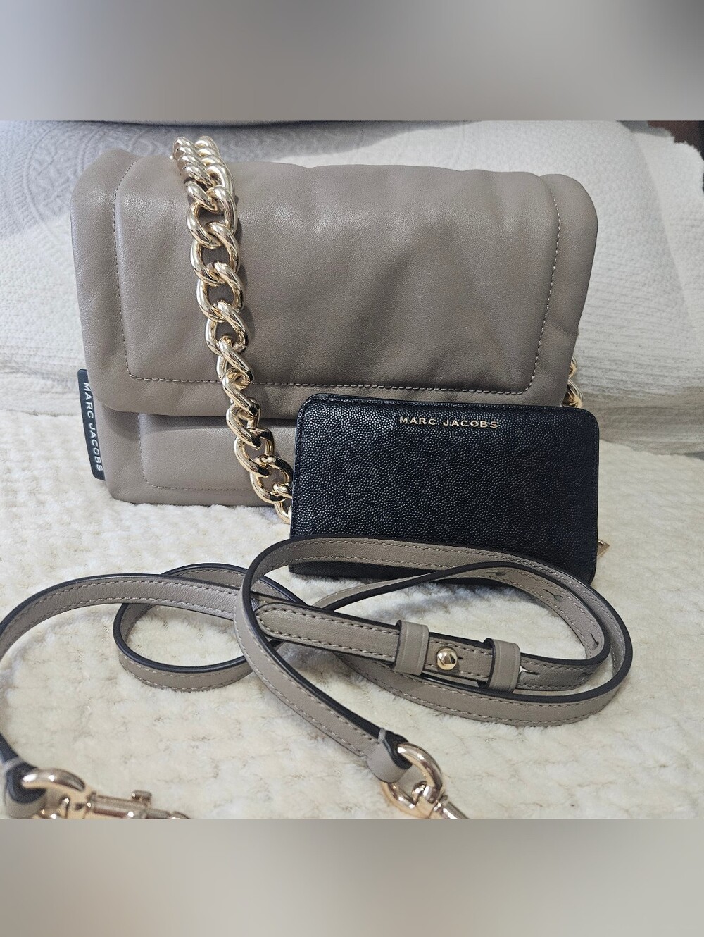 Marc Jacobs Pillow Chain Crossbody Bag with Black Wallet